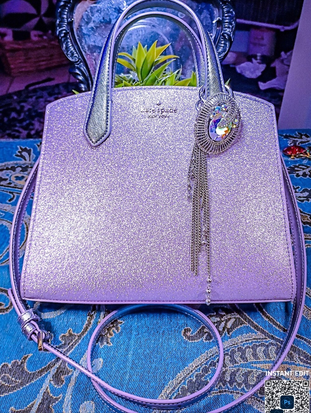 Kate Spade New York Lilac Purple Tinsel Glitter Purse Discontinued NWOT Pristine